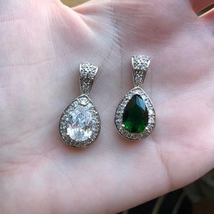 Green and White Diamond Pendents (2)